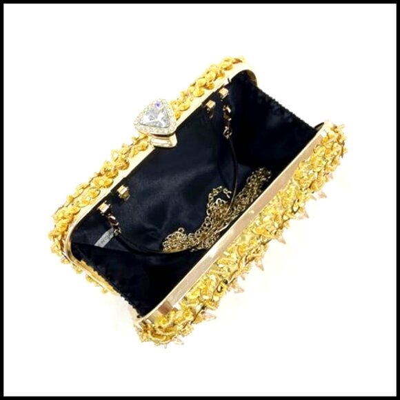 Bling Embroidered Sequin Clutch Evening Bag Elegant Cocktail Wedding Party Purse
